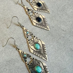 Boucles d’oreilles OPHELAY style ethnique argenté
