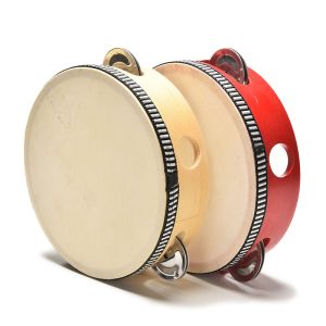 Tambourin rouge / écru pour enfant – Instrument à percussion