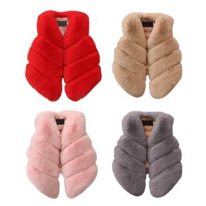Gilet enfant fille, sans manches, imitation fourrure – 2 à 7 ans