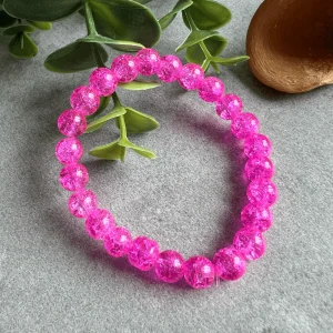 Bracelet ANNE-CELINE perles roses effet craquelé - Créations Uniques
