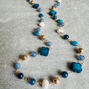 Collier de perles VERA nuances de bleu