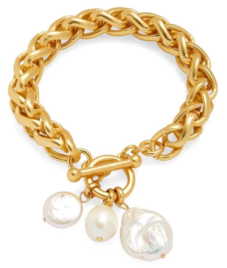 B72515 Bracelet maillons tressés et charms perles mélangées - Karine Sultan