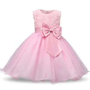 Robe de cérémonie pour fille avec fleurs, nœud papillon et paillettes – FLORALE
