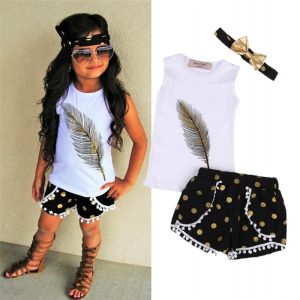 Ensemble 3 pièces fille – Débardeur, short et bandeau assorti – CHEYENNES