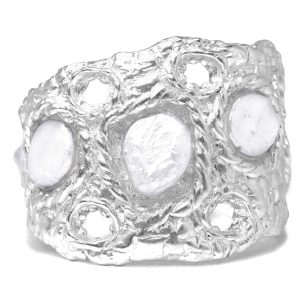 B74620 Bracelet manchette texturée perle - Karine Sultan