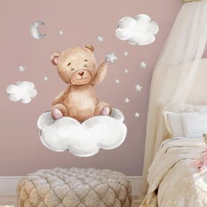 Sticker mural petit Ourson dans les Nuages – Déco chambre enfant