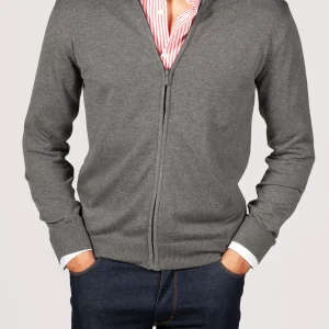 PULL GRIS À FERMETURE - Made in Italy
