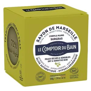 Savon de Marseille authentique surgras – Cube 200 gr – Le Comptoir du bain