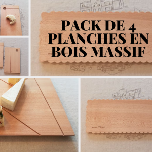 Pack de 4 planches en bois massif wallon