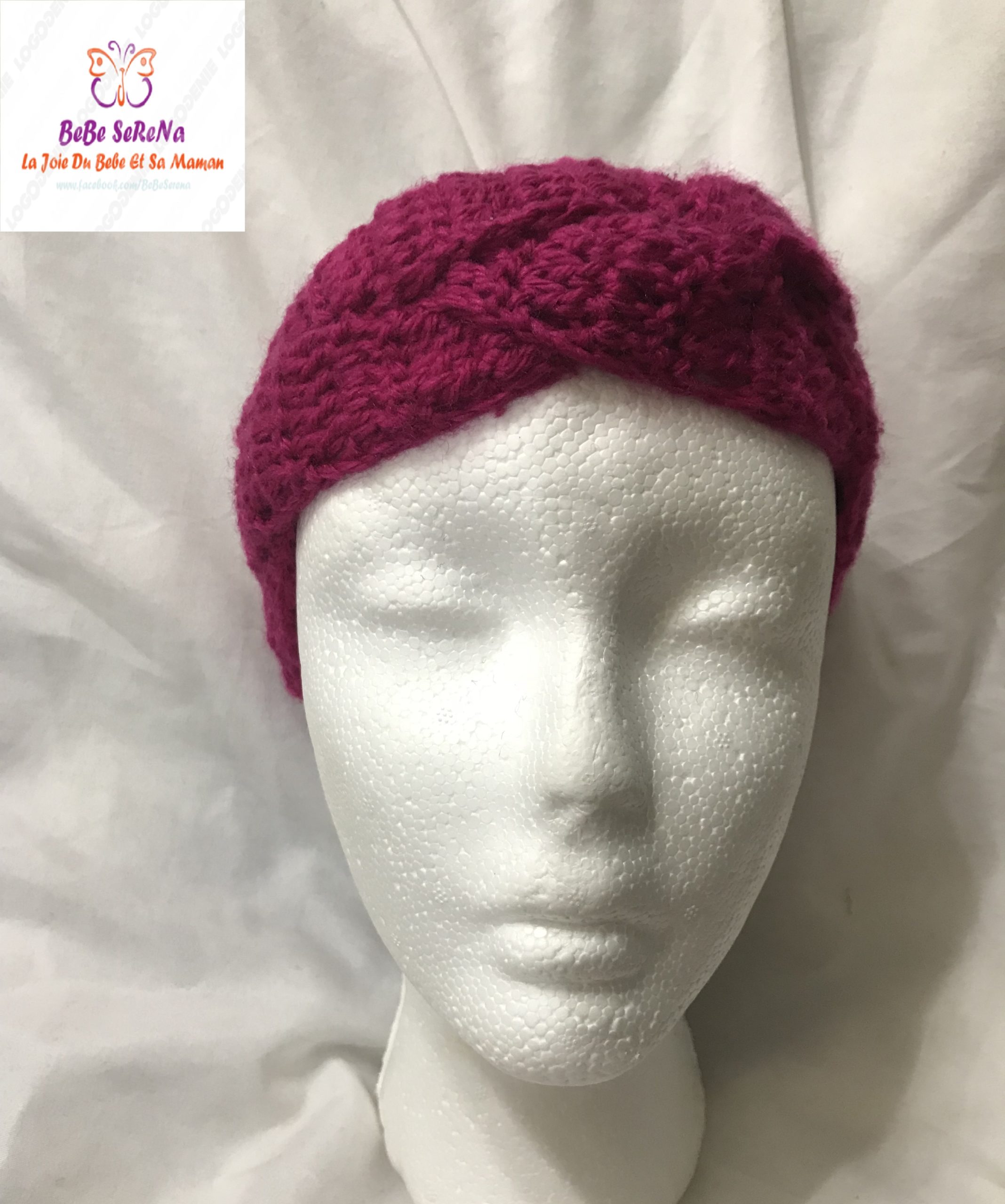 Bandana au crochet la tresse à trois brins – Image 2
