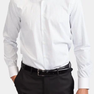 CHEMISE TORINO BLANCHE RAYURES BLEU CIEL.