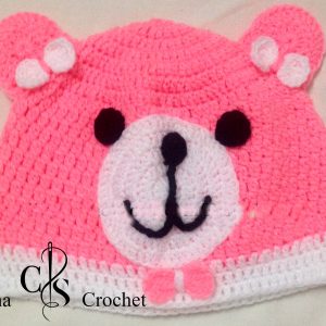 Bonnet le petit Nounours rose au crochet