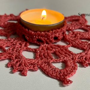 Bougeoir rose et rose gold au crochet