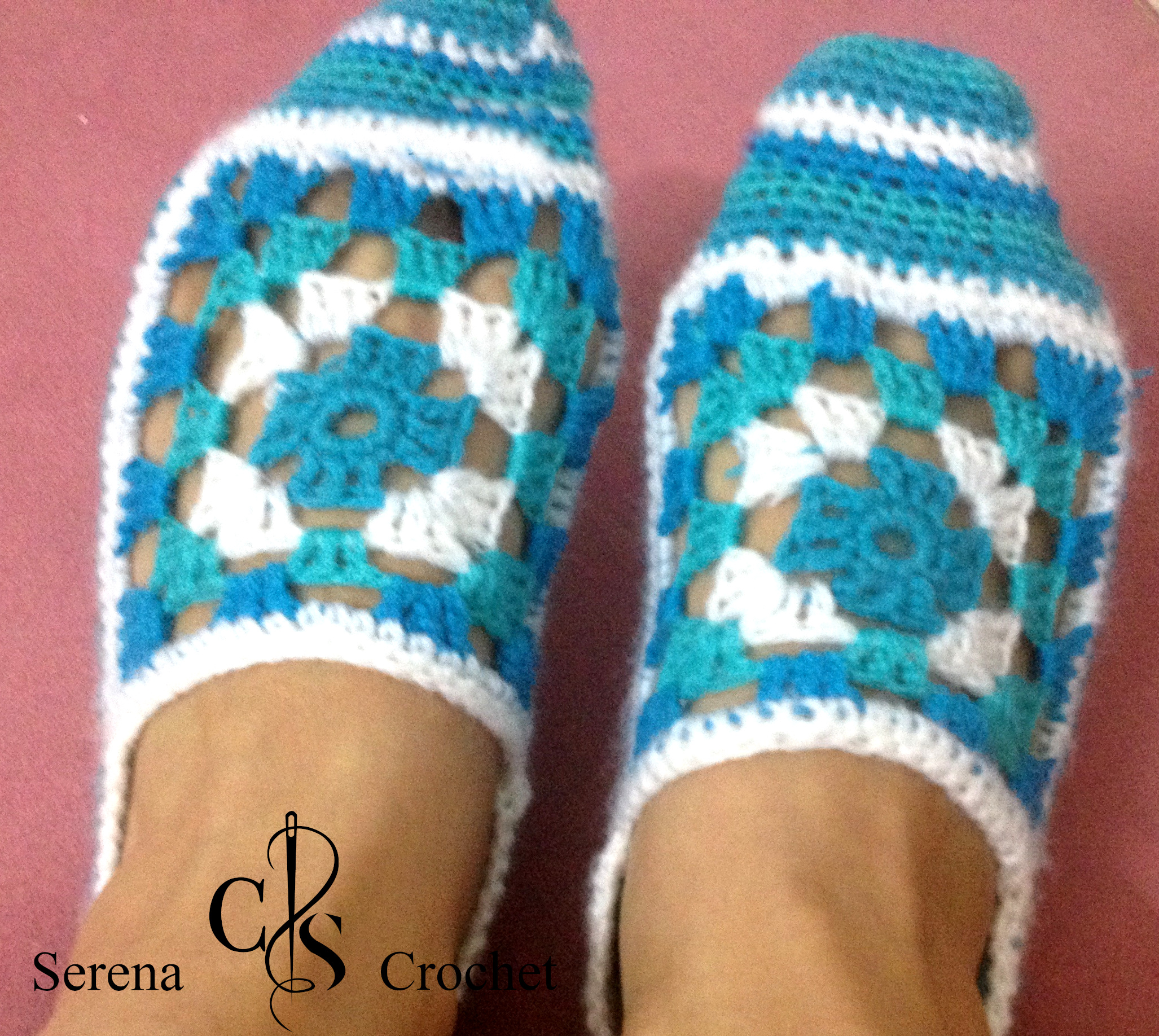 Chaussettes dame dérivé du ton du bleu au crochet – Image 2