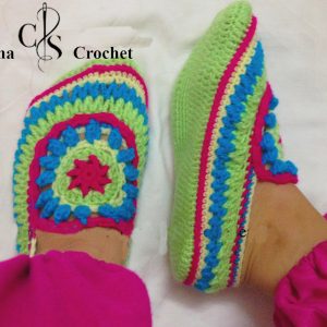 Chaussons « les couleurs vives  » femme au crochet