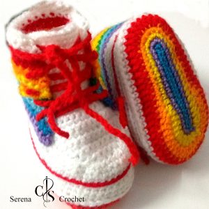 Bottes de sport bébé l’arc en ciel au crochet