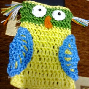 Etui portable petit hiboux au crochet
