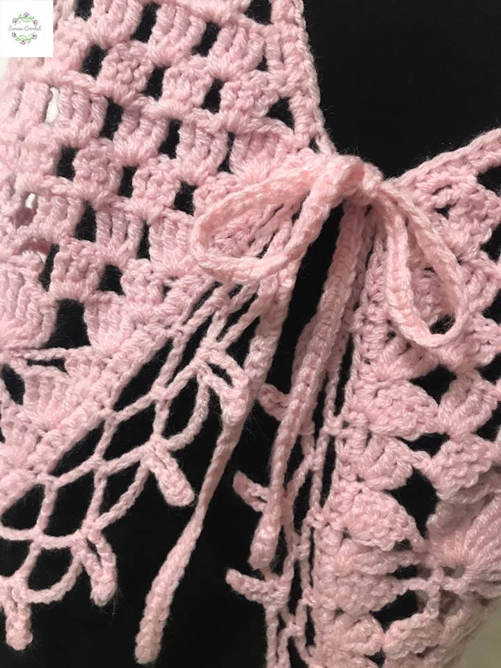 Gilet courte au crochet sans manches rose bébé – Image 7