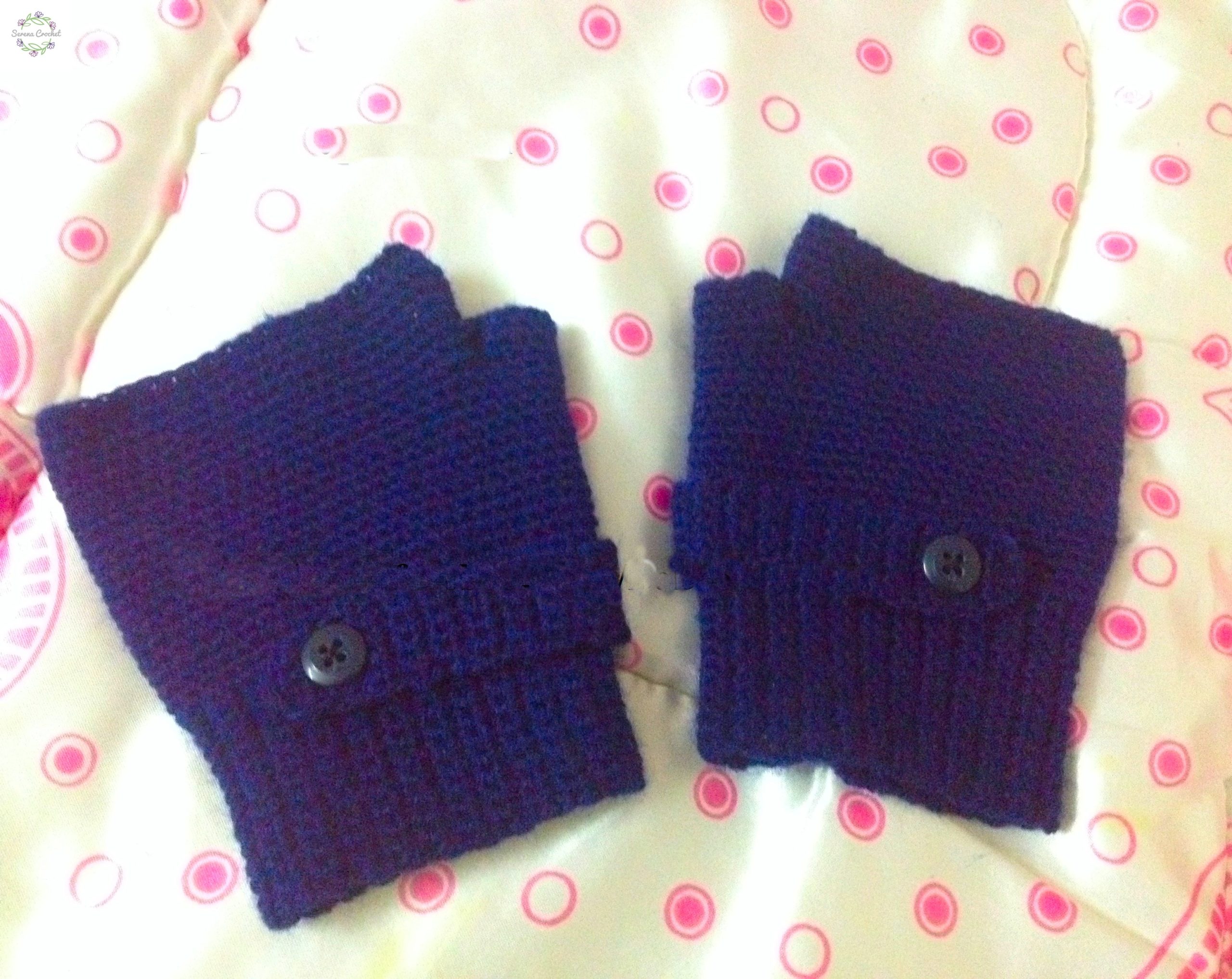 Mitaines femme bleu marine au crochet – Image 4