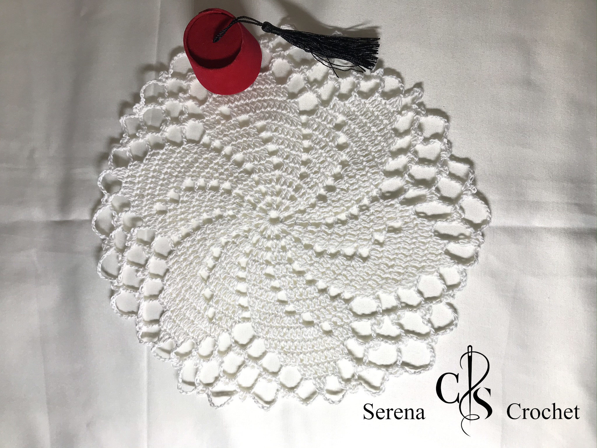 Napperon rond blanc au crochet – Image 7