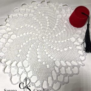 Napperon rond blanc au crochet