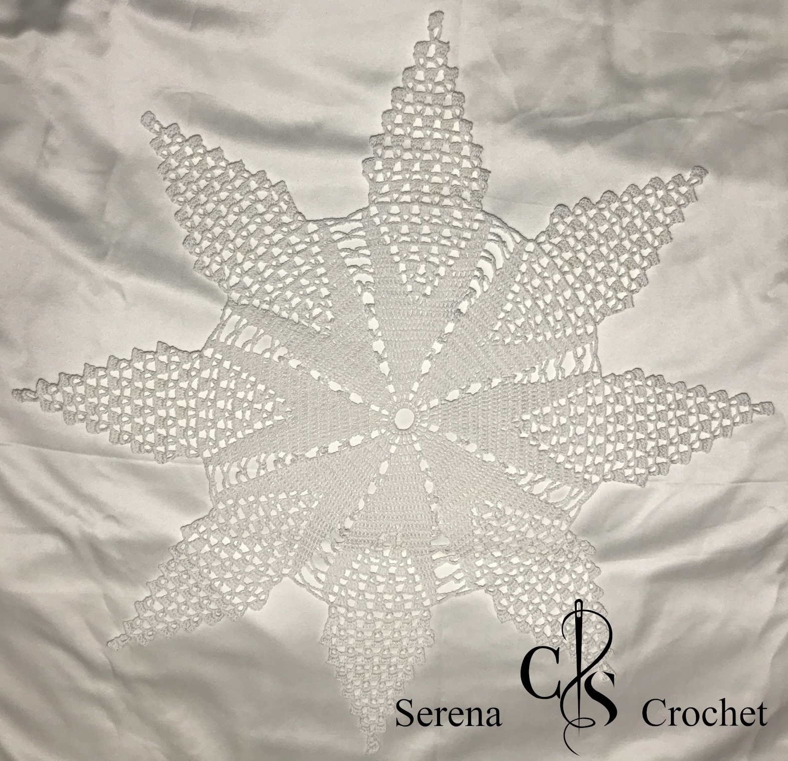 Nappe de fleurs blanches à huit pétales au crochet – Image 6