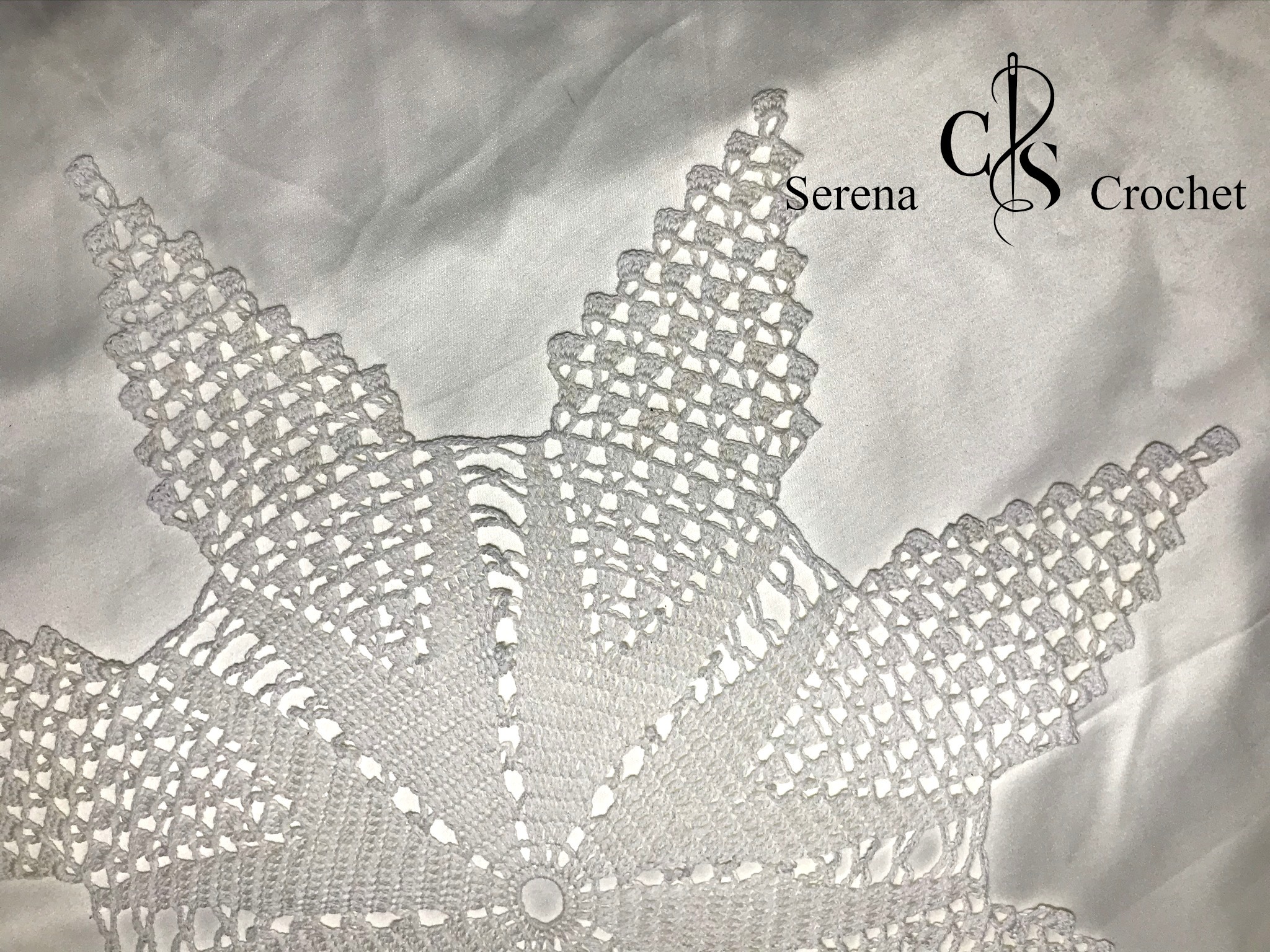 Nappe de fleurs blanches à huit pétales au crochet – Image 5