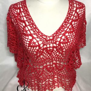 Poncho Boho d’été rose fushia au crochet