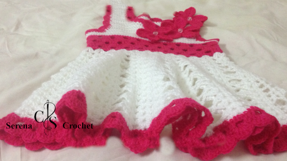 Robes bébé mignon au crochet blanc et rose fushia – Image 5