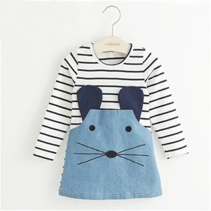 Robe fille, manches longues ou courtes, haut marinière – SOURICETTE