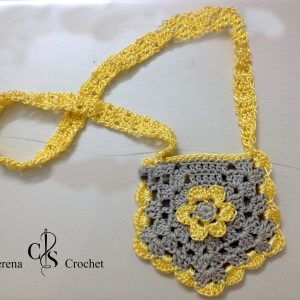 Mini sac jaune et gris au crochet