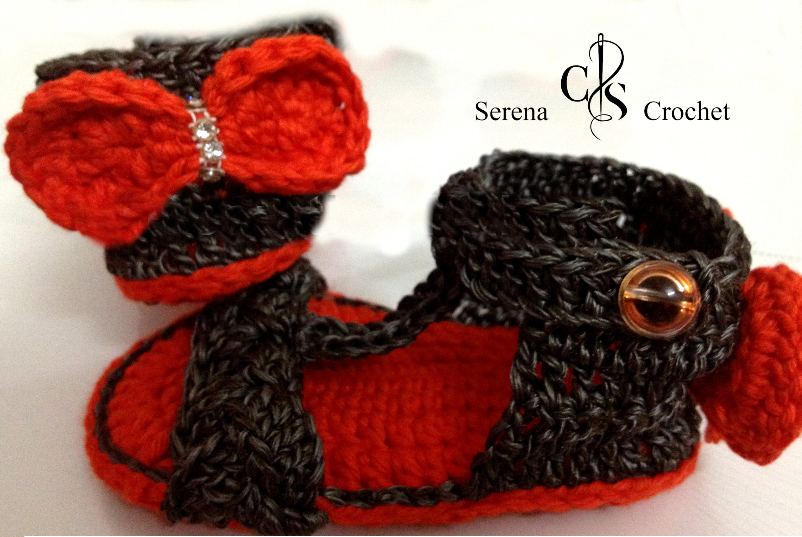 Sandales tresse orange et gris au crochet – Image 2